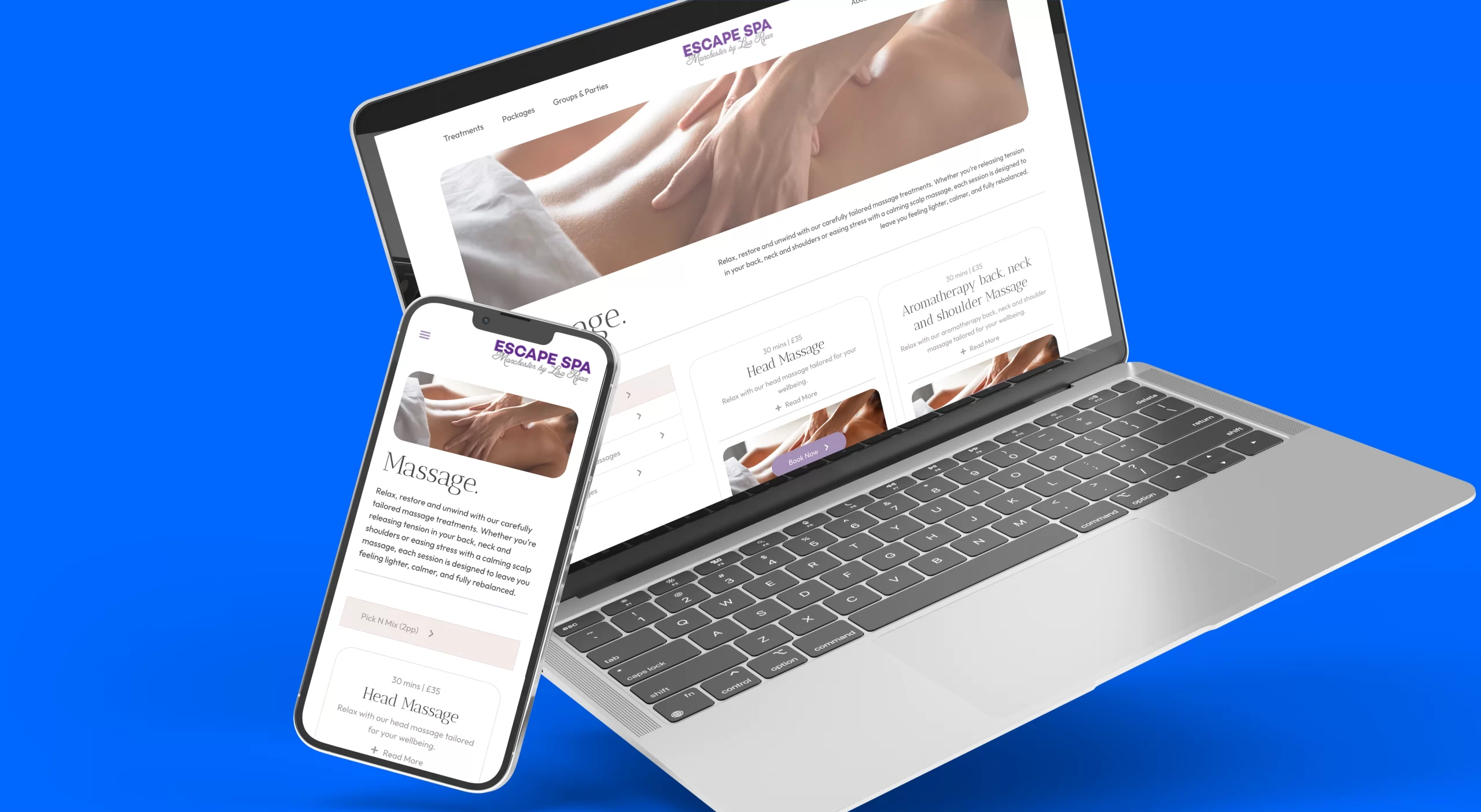 EscapeSpa MCR Website Mockup